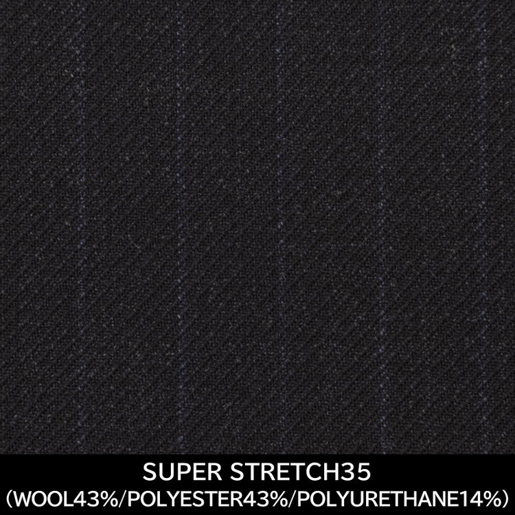 スーツセレクト 【国内縫製】【MEN'S】【パターンオーダー】【SKINNY】【秋冬】スーツ/ネイビー×ストライプ/SUPER STRETCH35 (WOOL43% POLYESTER43%  POLYURETHANE14%) ネイビー系(紺)