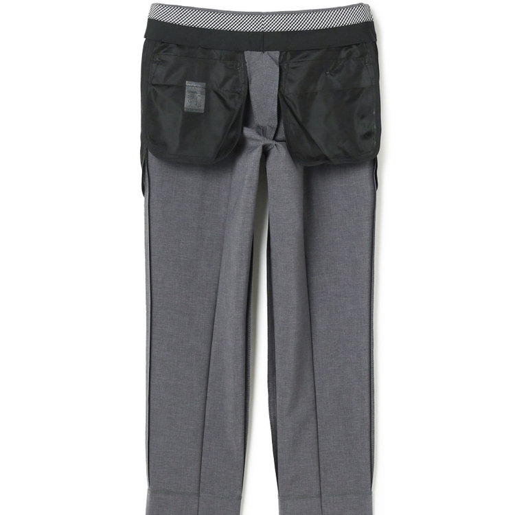 ブラックライン 【SLIM TAPERED】【春夏】0タックテーパードパンツ/ライトグレー/ウエストムーブ/ウォッシャブル/4S SUSTAINABILITY&ECOLOGY FABRIC/※裾上げ済み仕様 グレー淡色