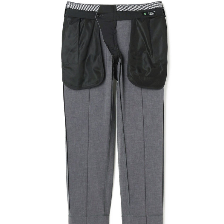 ブラックライン 【SLIM TAPERED】【春夏】0タックテーパードパンツ/ライトグレー/ウエストムーブ/ウォッシャブル/4S SUSTAINABILITY&ECOLOGY FABRIC/※裾上げ済み仕様 グレー淡色