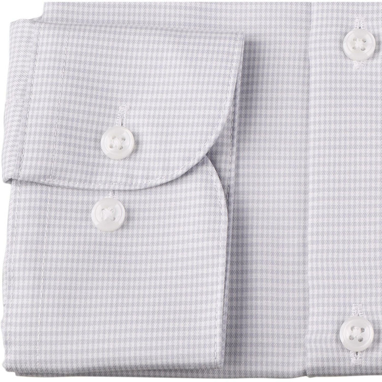 ブラックライン 【発送在庫あり】【BLACK LINE】【形態安定】【ノンアイロン】ワイドカラードレスワイシャツ/グレー×チェック/NON IRON COTTON グレー系(灰)