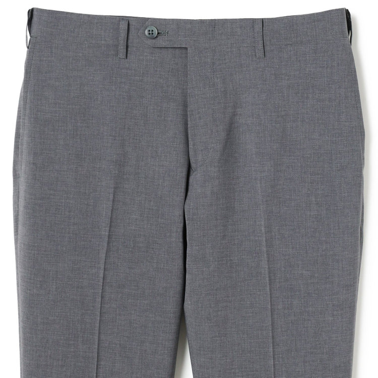 ブラックライン 【SLIM TAPERED】【春夏】0タックテーパードパンツ/ライトグレー/ウエストムーブ/ウォッシャブル/4S SUSTAINABILITY&ECOLOGY FABRIC/※裾上げ済み仕様 グレー淡色