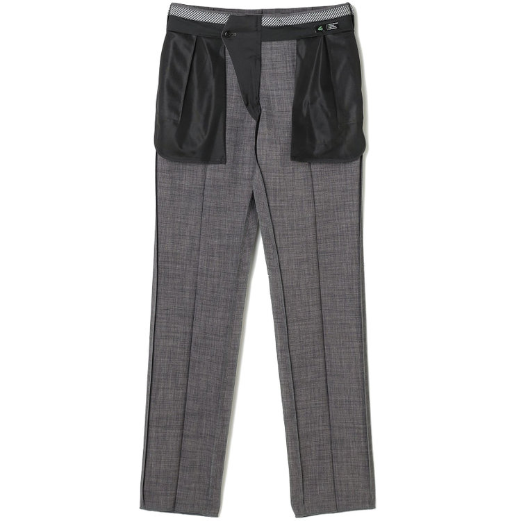 ブラックライン 【SLIM TAPERED】【春夏】0タックテーパードパンツ/グレー×スラブ/ウエストムーブ/4S SUSTAINABILITY&ECOLOGY FABRIC「ウォッシャブル」「ストレッチ」/※裾直し必要 グレー中間