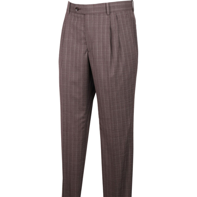 スーツセレクト 【発送在庫あり】【CLASSICO TAPERED】【春夏】3釦段返りシングルスーツ 2タック/ブラウン×ストライプ/MARZOTTO ブラウン系(茶)