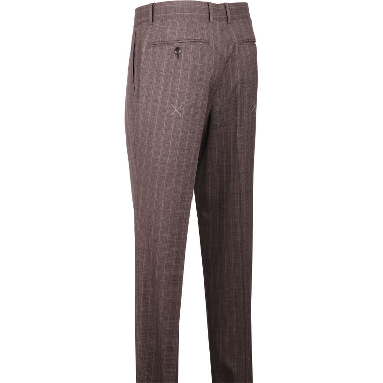 スーツセレクト 【発送在庫あり】【CLASSICO TAPERED】【春夏】3釦段返りシングルスーツ 2タック/ブラウン×ストライプ/MARZOTTO ブラウン系(茶)