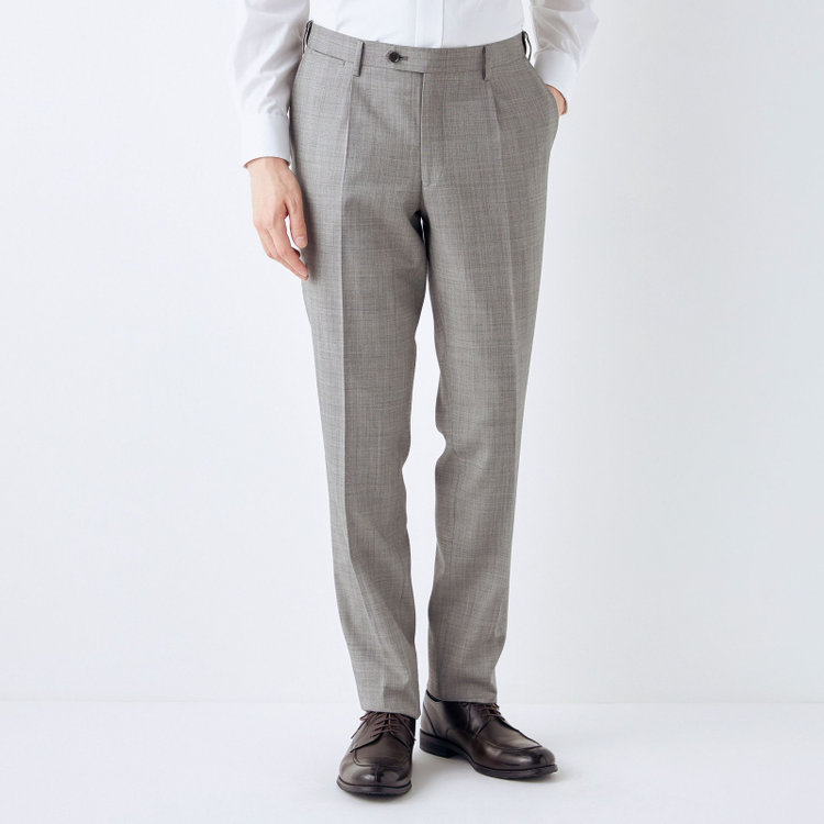 シルバーライン 【CLASSICO TAPERED】【春夏】ウール 1タックテーパードパンツ/グレー/ウエストムーブ/※裾上げ必要 グレー淡色