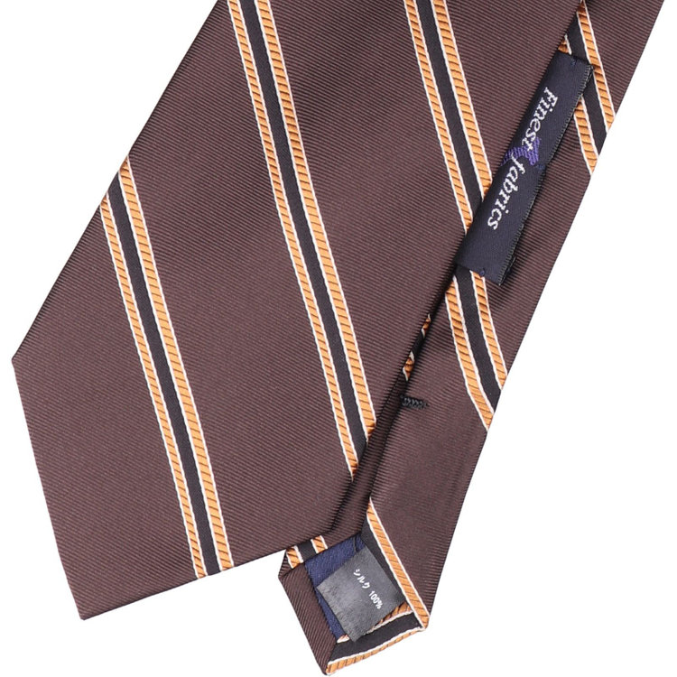 シルバーライン 【発送在庫あり】【SILVER LINE】シルクストライプネクタイ 8.5cm幅/ブラウン+ブラック/Finest fabrics by COMO ITALY その他