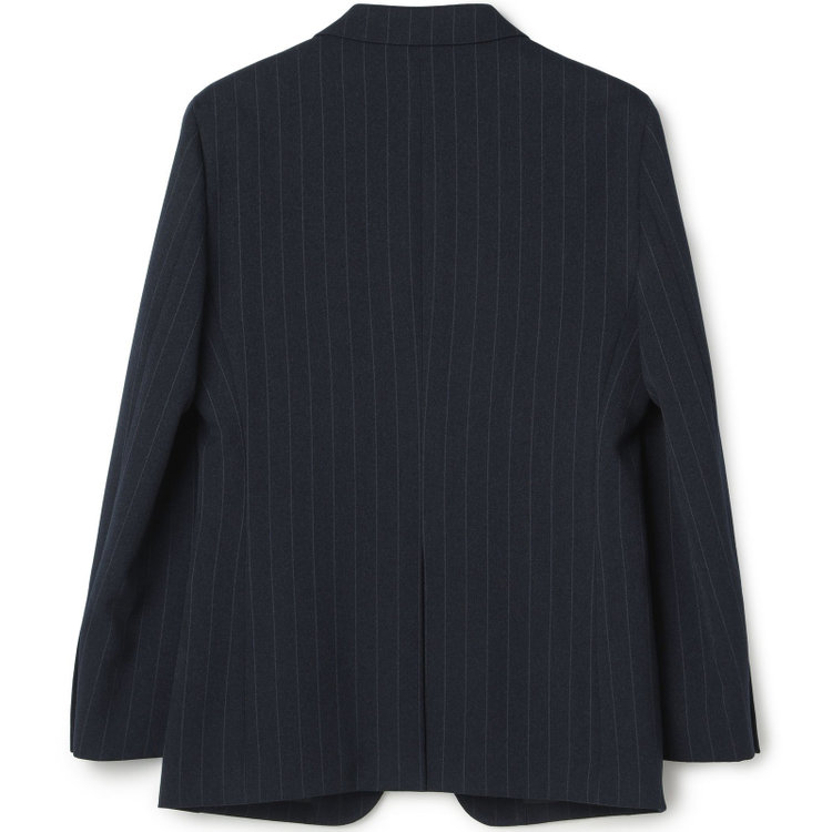 ブラックライン 【SLIM TAPERED_2】【秋冬】2釦シングルスリーピーススーツ 0タック/ネイビー×ストライプ/ウエストシャーリング/4S SUSTAINABILITY&ECOLOGY FABRIC/※パンツ裾上げ済仕様 紺濃色