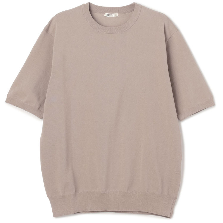 スーツセレクト 【RBC】【5分袖】コットンブレンドクルーネックニット/ブラウン/「マシンウォッシャブル」「UVカット」「接触冷感」 茶淡色