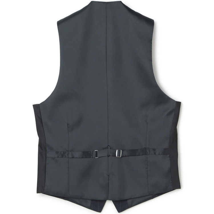 ブラックライン 【SLIM TAPERED_2】【秋冬】2釦シングルスリーピーススーツ 0タック/ネイビー×ストライプ/ウエストシャーリング/4S SUSTAINABILITY&ECOLOGY FABRIC/※パンツ裾上げ済仕様 紺濃色