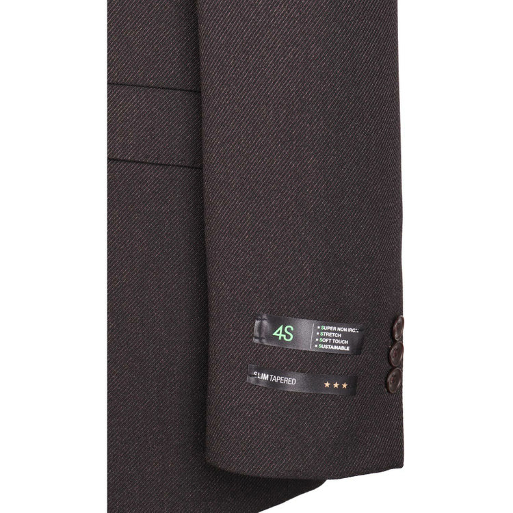 スーツセレクト 【SLIM TAPERED_2】【秋冬】コーディネートパンツ付き/2釦シングルスーツ 0タック/ブラウン+グレーソリッドパンツ/ウエストシャーリング/4S SUSTAINABILITY&ECOLOGY FABRIC/※パンツ裾上げ済仕様 ブラウン系(茶)