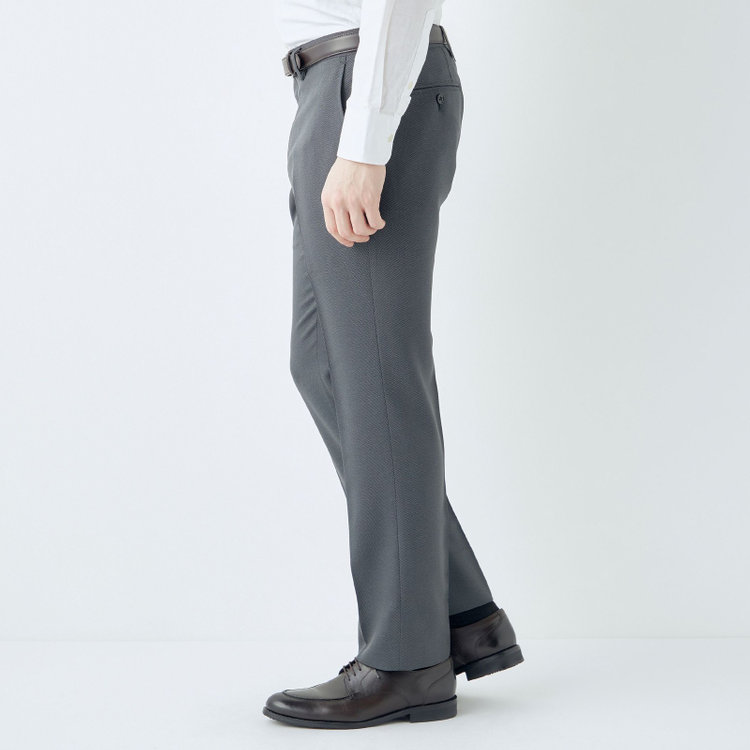 ブラックライン 【KSW】【春夏】0タックパンツ/グレー×バーズアイ/※裾上げ済仕様 グレー中間