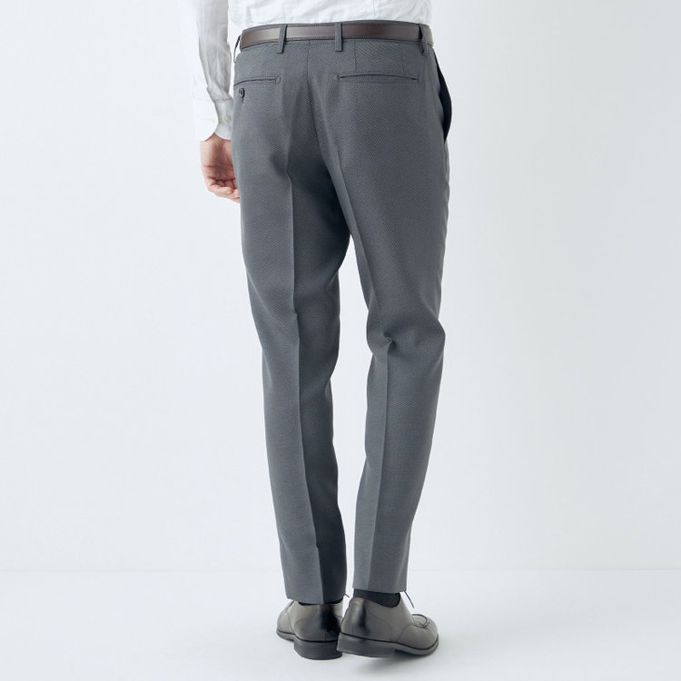 ブラックライン 【KSW】【春夏】0タックパンツ/グレー×バーズアイ/※裾上げ済仕様 グレー中間