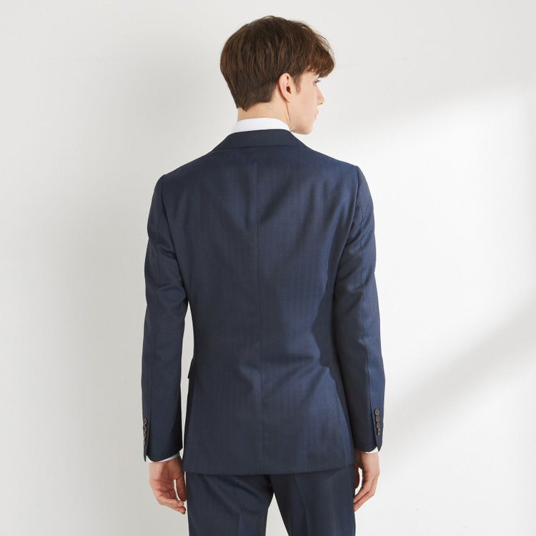 シルバーライン 【CLASSICO TAPERED】【秋冬】3釦段返りスーツ 2タック/ブラウン×シャドーストライプ/ウエストムーブ/NEW ZEALAND WOOL MIX/※裾上げ必要 紺中間