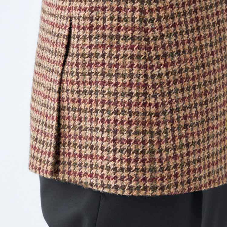 シルバーライン 【CLASSICO TAPERED】【秋冬】ウール2釦ジャケット/ブラウン×チェック+ツイード/Harris Tweed hand woven in the outer hebrides of scotland 茶淡色