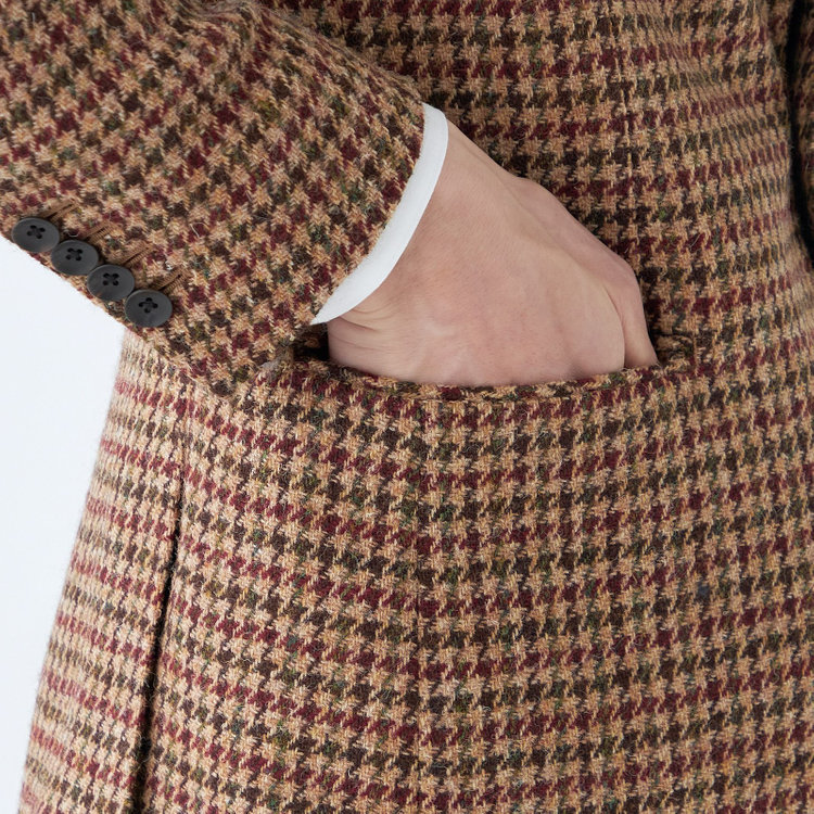 シルバーライン 【CLASSICO TAPERED】【秋冬】ウール2釦ジャケット/ブラウン×チェック+ツイード/Harris Tweed hand woven in the outer hebrides of scotland 茶淡色
