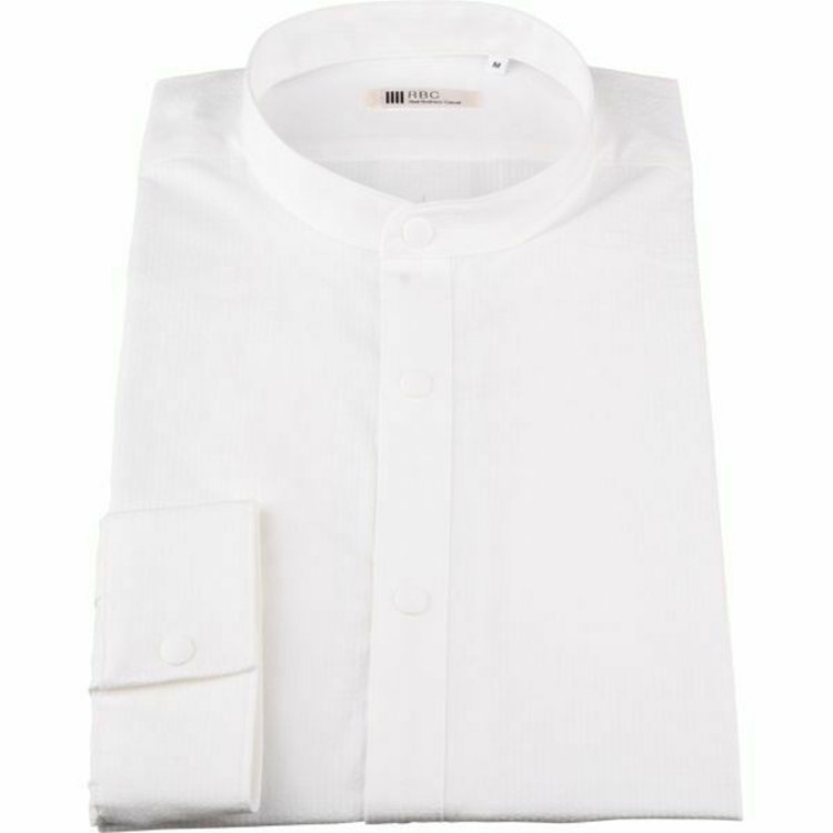 【WEB限定/OUTLET/汚れ・キズ等有】【RBC】【長袖】バンドカラーシャツ/ホワイト