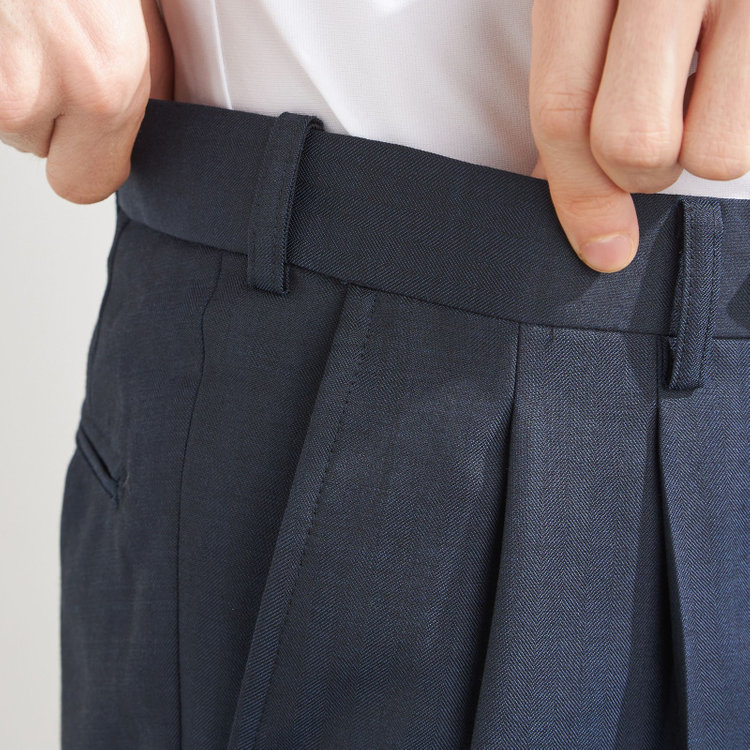 シルバーライン 【CLASSICO TAPERED】【秋冬】3釦段返りスーツ 2タック/ブラウン×シャドーストライプ/ウエストムーブ/NEW ZEALAND WOOL MIX/※裾上げ必要 紺中間