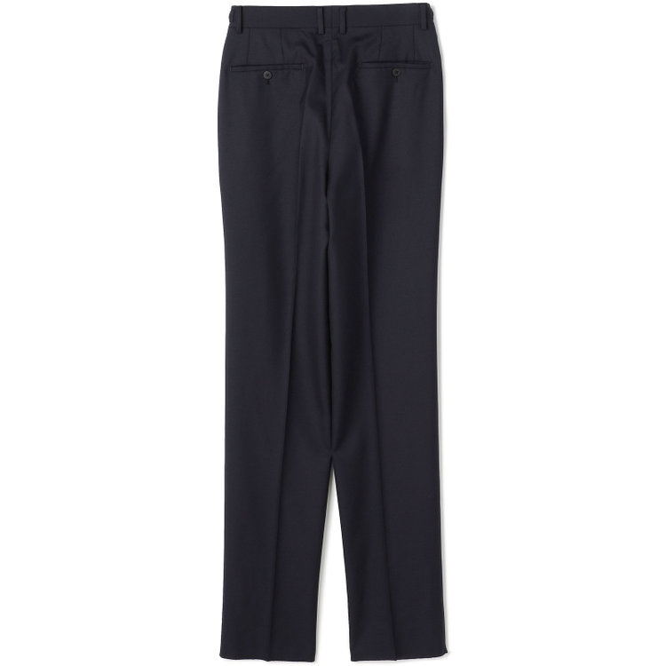 ソノタ 【BLACK LINE】1タックワイドシルエットパンツ/ネイビー/NEW ZEALAND WOOL MIX/※裾上げ必要 紺中間