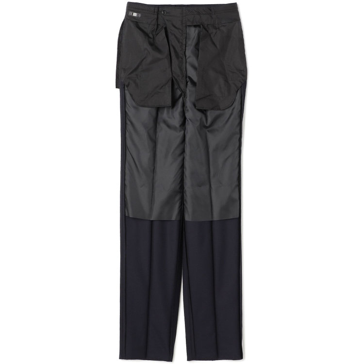 ソノタ 【BLACK LINE】1タックワイドシルエットパンツ/ネイビー/NEW ZEALAND WOOL MIX/※裾上げ必要 紺中間