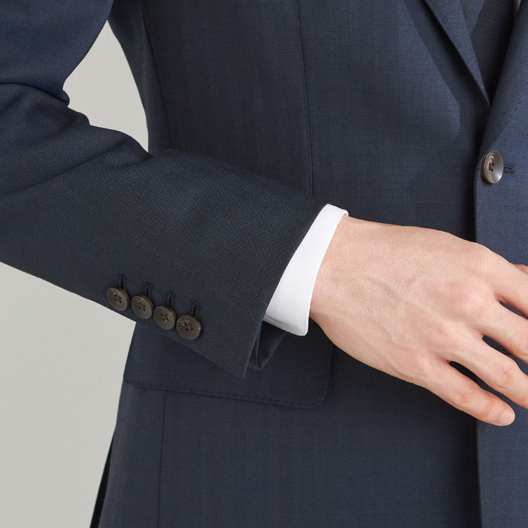 シルバーライン 【CLASSICO TAPERED】【秋冬】3釦段返りスーツ 2タック/ブラウン×シャドーストライプ/ウエストムーブ/NEW ZEALAND WOOL MIX/※裾上げ必要 紺中間