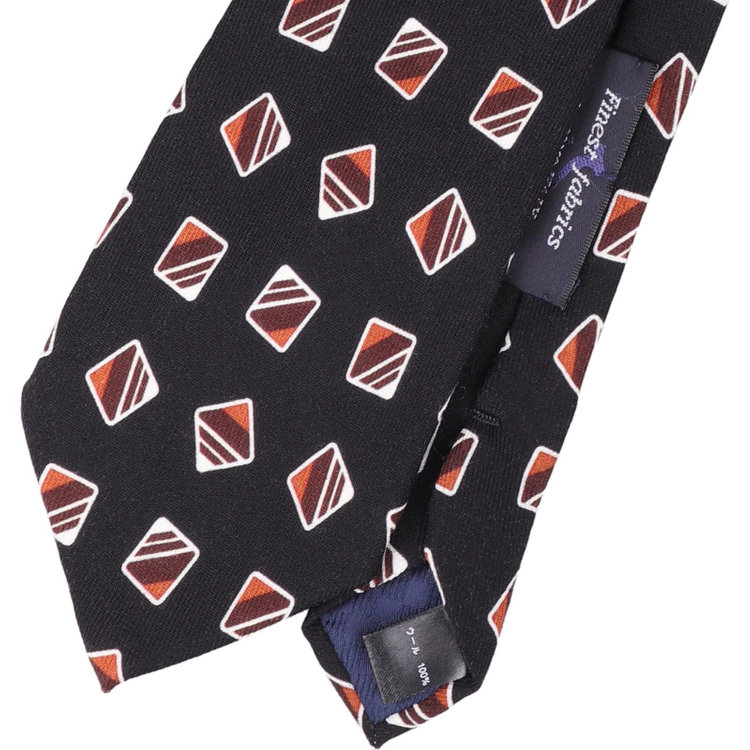 シルバーライン 【SILVER LINE】ウール小紋ネクタイ 8.5cm幅/ブラック+ブラウン＆ホワイト/Finest fabrics by COMO ITALY その他