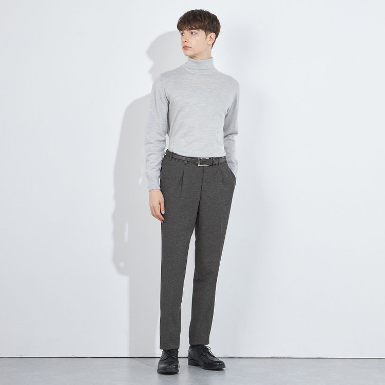 シルバーライン 【CLASSICO TAPERED】【秋冬】1タックテーパードパンツ/グレー/ウエストシャーリング/4S SUSTAINABILITY&ECOLOGY FABRIC/※裾上げ必要 グレー濃色