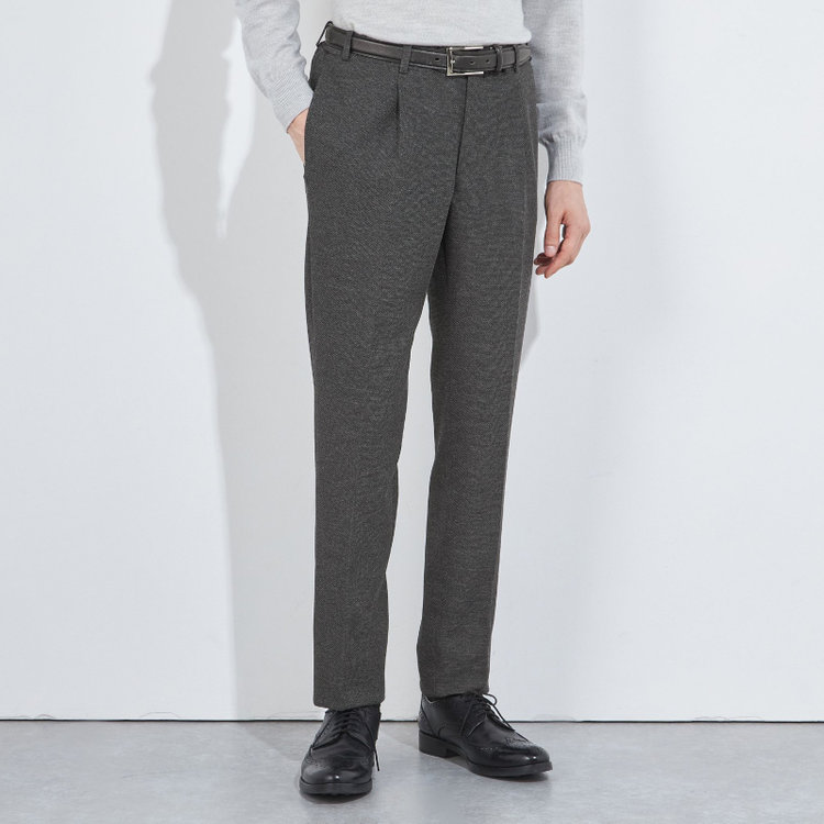 シルバーライン 【CLASSICO TAPERED】【秋冬】1タックテーパードパンツ/グレー/ウエストシャーリング/4S SUSTAINABILITY&ECOLOGY FABRIC/※裾上げ必要 グレー濃色