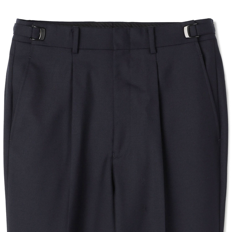 ソノタ 【BLACK LINE】1タックワイドシルエットパンツ/ネイビー/NEW ZEALAND WOOL MIX/※裾上げ必要 紺中間