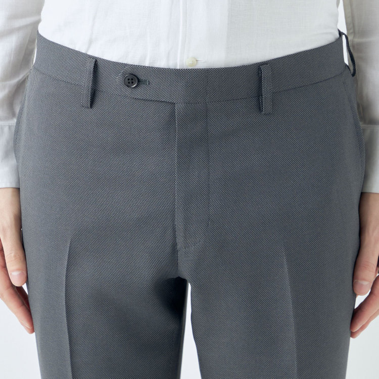 ブラックライン 【KSW】【春夏】0タックパンツ/グレー×バーズアイ/※裾上げ済仕様 グレー中間