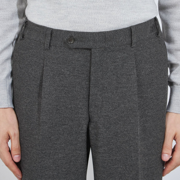 シルバーライン 【CLASSICO TAPERED】【秋冬】1タックテーパードパンツ/グレー/ウエストシャーリング/4S SUSTAINABILITY&ECOLOGY FABRIC/※裾上げ必要 グレー濃色