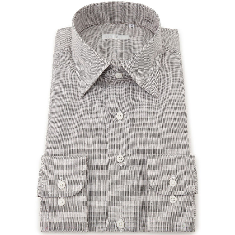 シルバーライン  【SILVER LINE】【形態安定】ワイドドレスワイシャツ/ブラウン×ドビー 茶中間