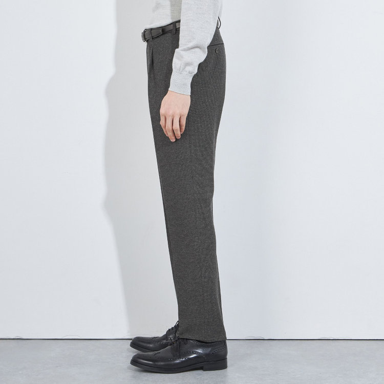 シルバーライン 【CLASSICO TAPERED】【秋冬】1タックテーパードパンツ/グレー/ウエストシャーリング/4S SUSTAINABILITY&ECOLOGY FABRIC/※裾上げ必要 グレー濃色