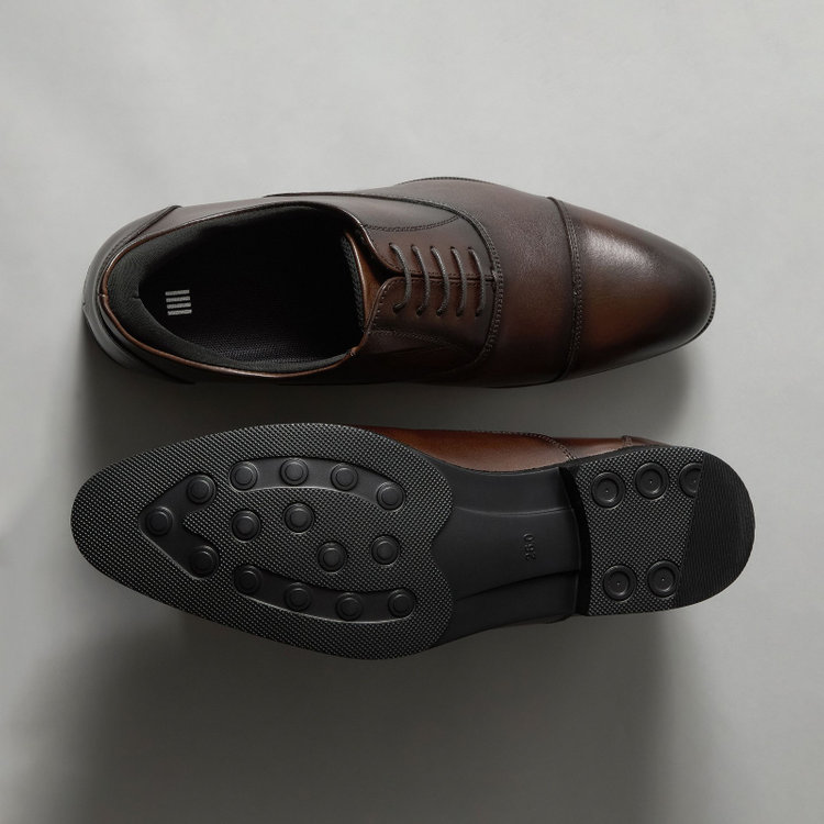 スーツセレクト 【発送在庫あり】靴べら不要！ハンズフリー仕様/ストレートチップ/ダークブラウン 茶濃色