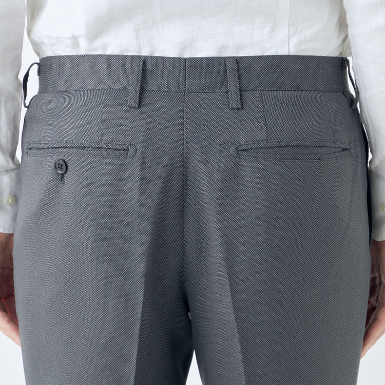 ブラックライン 【KSW】【春夏】0タックパンツ/グレー×バーズアイ/※裾上げ済仕様 グレー中間