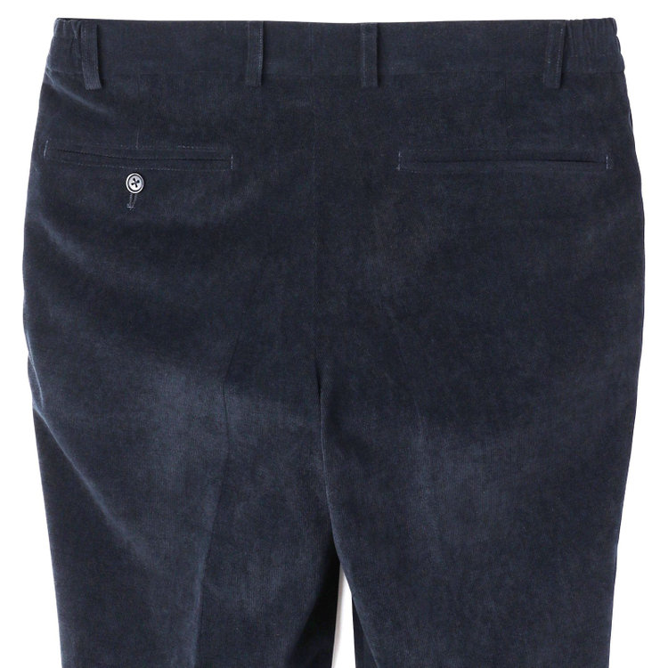 シルバーライン 【CLASSICO TAPERED】【秋冬】1タックテーパードパンツ/ネイビー×コーデュロイ/ウエストシャーリング/4S SUSTAINABILITY&ECOLOGY FABRIC/※裾上げ必要 紺濃色