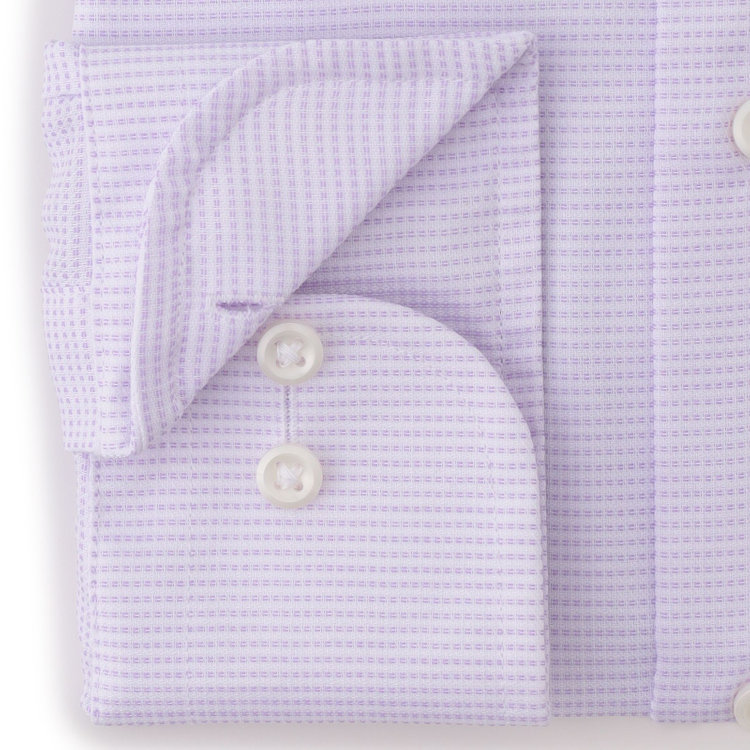 シルバーライン 【発送在庫あり】 【SILVER LINE】【形態安定】ワイドカラーワイシャツ/ホワイト×パープルドビー 紫中間