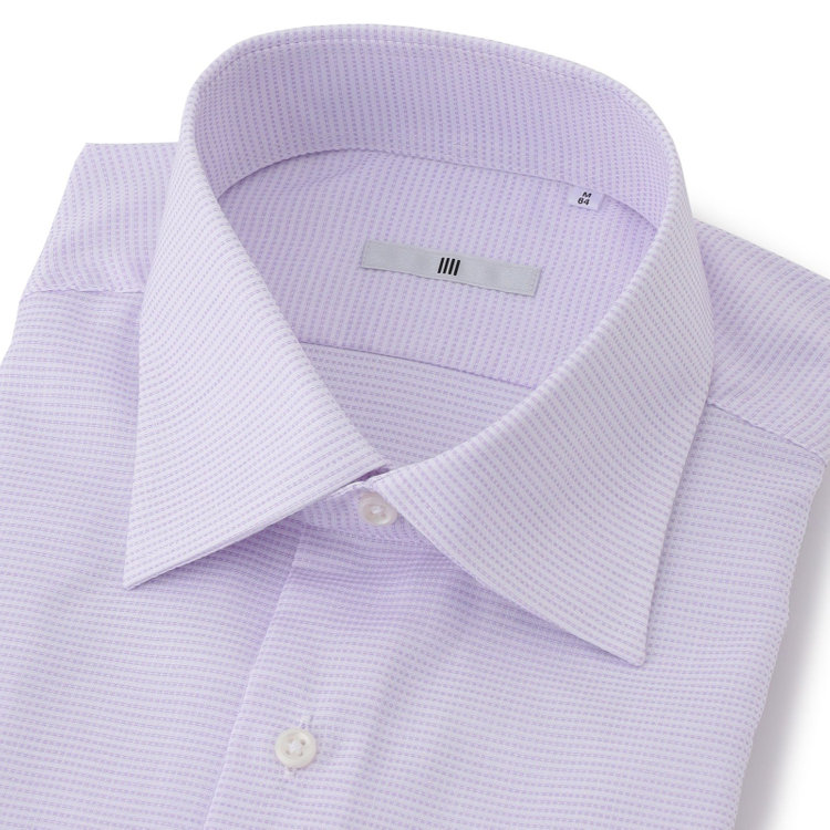 シルバーライン 【発送在庫あり】 【SILVER LINE】【形態安定】ワイドカラーワイシャツ/ホワイト×パープルドビー 紫中間