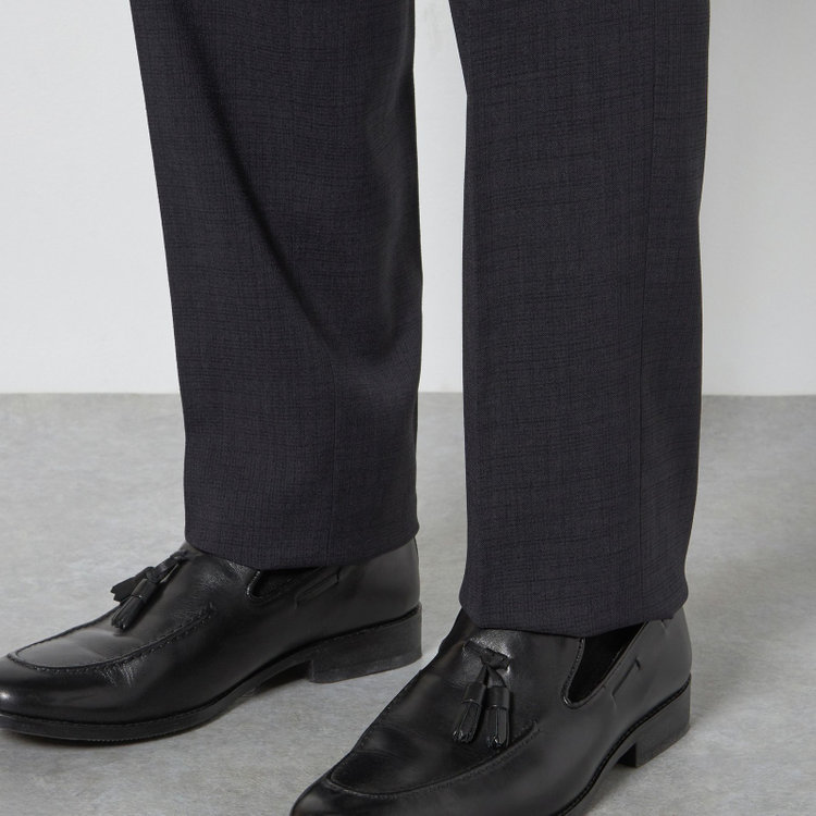 ブラックライン 【SLIM TAPERED】【春夏】0タックテーパードパンツ/グレー×スラブ/ウエストムーブ/4S SUSTAINABILITY&ECOLOGY FABRIC「ウォッシャブル」「ストレッチ」/※裾直し必要 紺濃色