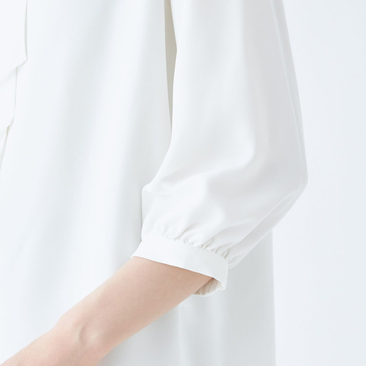 シルバーライン 【発送在庫あり】【SILVER LINE/7分袖】2WAYタイ付きハイネックプルオーバー/ホワイト 白