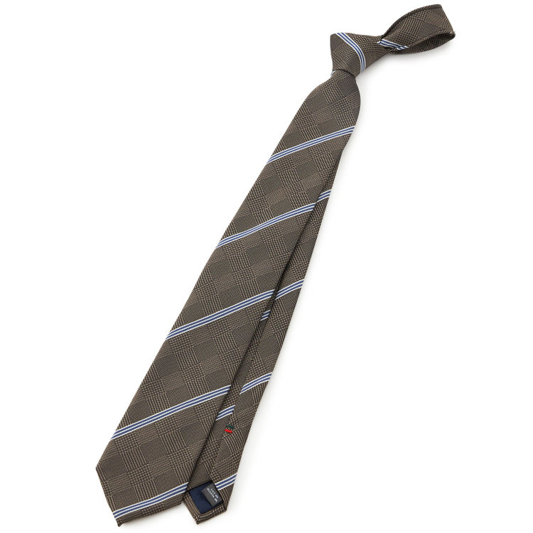 ブラックライン 【BLACK LINE】シルクブレンドストライプネクタイ 7.5cm幅/ブラウン その他