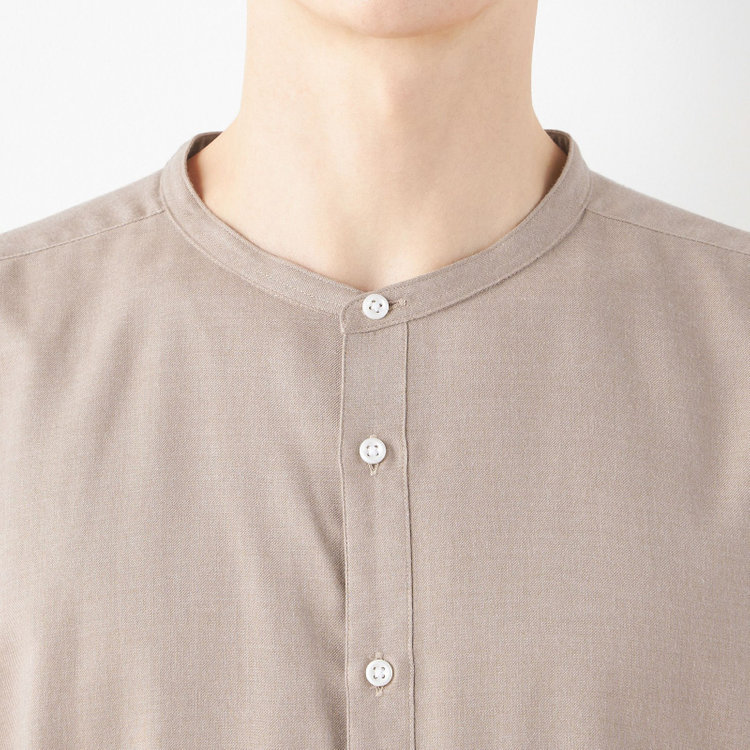 スーツセレクト 【RBC/長袖】バンドカラーシャツ/ブラウン 茶中間