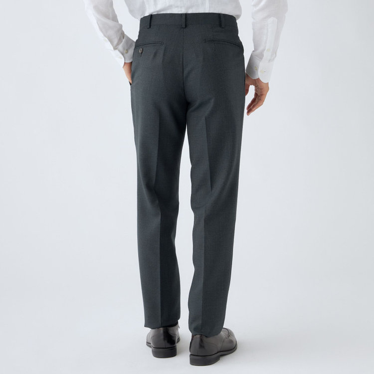 シルバーライン 【CLASSICO TAPERED】【秋冬】3釦段返りスーツ 2タック/グレー×シャドーチェック/ウエストムーブ/NEW ZEALAND WOOL MIX/※裾上げ必要 緑濃色