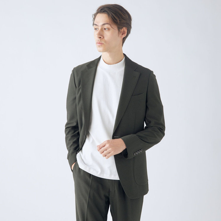 シルバーライン 【CLASSICO TAPERED】【春夏】2釦シングルジャケット/カーキ/パッチポケット/4S SUSTAINABILITY&ECOLOGY FABRIC 緑濃色