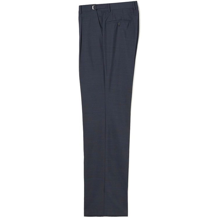 ソノタ 【BLACK LINE】【春夏】1タックワイドシルエットパンツ/ネイビー×サイロフィル/NEW ZEALAND WOOL MIX Super100’s/※裾上げ必要 紺中間