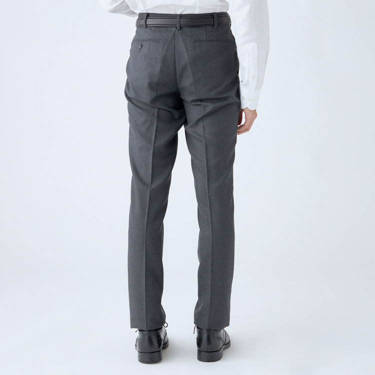 シルバーライン 【CLASSICO TAPERED】【秋冬】ウール 1タックテーパードパンツ/ダークグレー×ソリッド/ウエストムーブ/※裾上げ必要 グレー中間