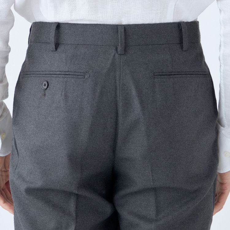 シルバーライン 【CLASSICO TAPERED】【秋冬】ウール 1タックテーパードパンツ/ダークグレー×ソリッド/ウエストムーブ/※裾上げ必要 グレー中間