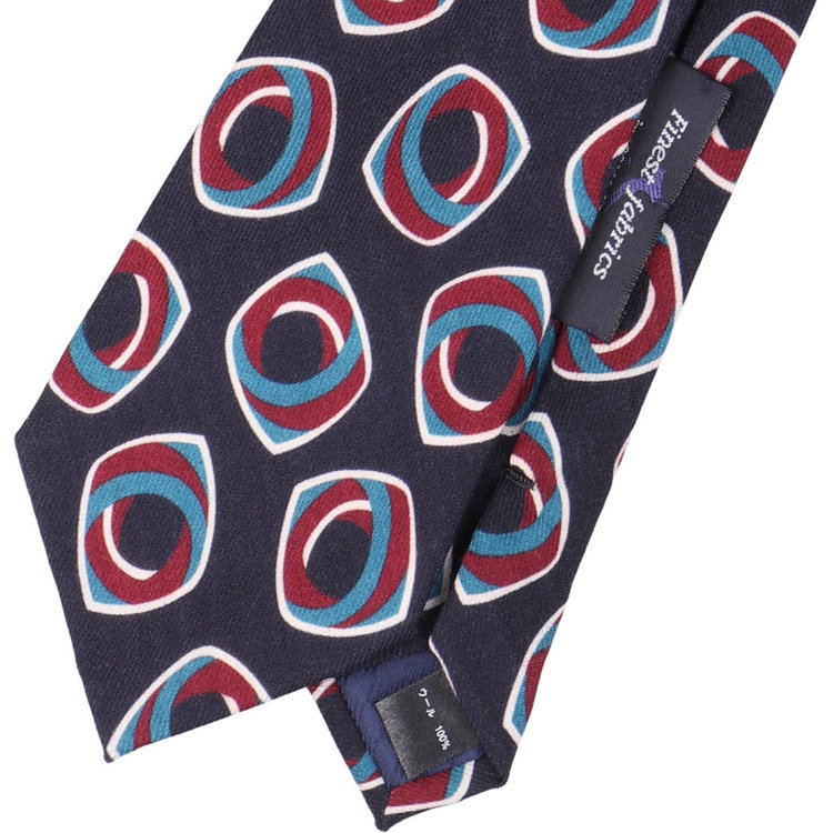 シルバーライン 【発送在庫あり】【SILVER LINE】ウール小紋ネクタイ 8.5cm幅/ネイビー+ワイン/Finest fabrics by COMO ITALY その他