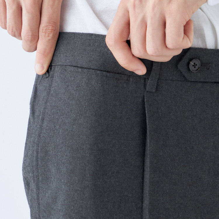 シルバーライン 【CLASSICO TAPERED】【秋冬】ウール 1タックテーパードパンツ/ダークグレー×ソリッド/ウエストムーブ/※裾上げ必要 グレー中間