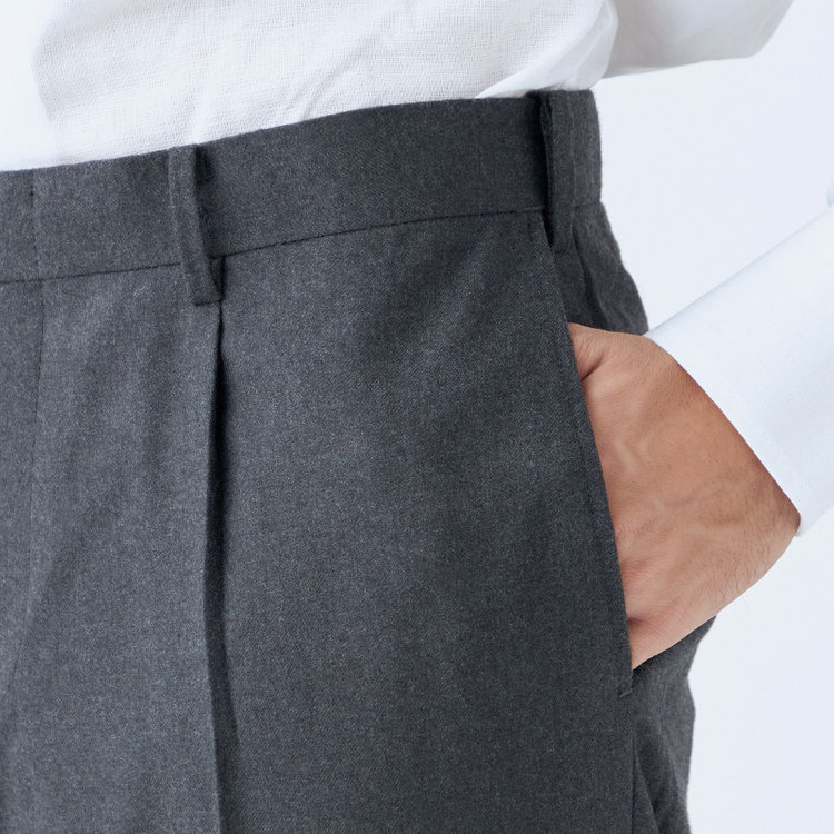 シルバーライン 【CLASSICO TAPERED】【秋冬】ウール 1タックテーパードパンツ/ダークグレー×ソリッド/ウエストムーブ/※裾上げ必要 グレー中間