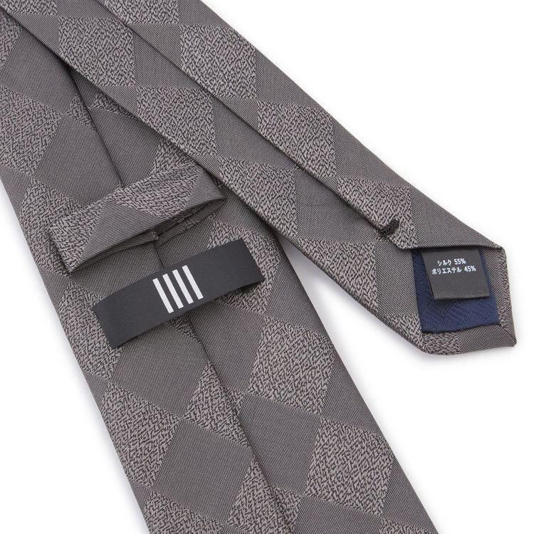 シルバーライン 【BLACK LINE】シルクブレンドチェックネクタイ 7.5cm幅/グレー その他